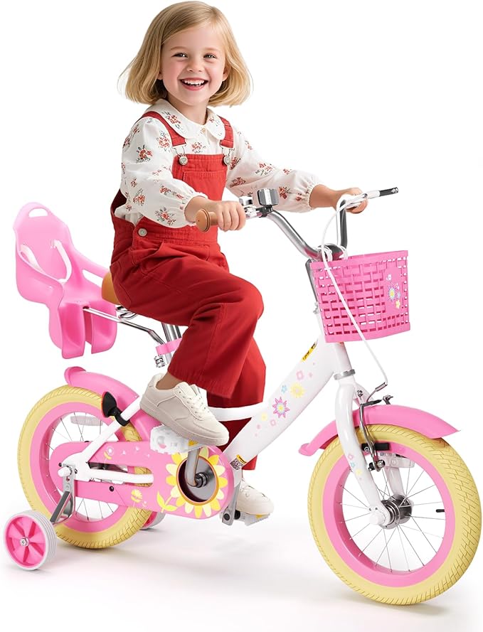 XJD Girls Bike for Toddlers and Kids Ages 2-12 Years Old,12 14 16 Inch Kids Bike with Training Wheels & Basket