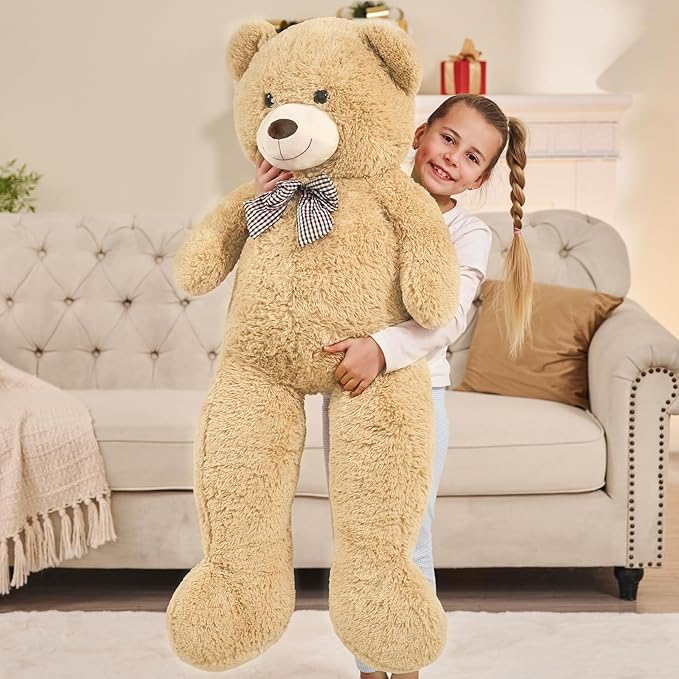 MaoGoLan Giant Teddy Bear 4 Feet,Adorable and Cuddly Big Bear Stuffed Animal 47", Classic Teddy Bear Plush Gift Decoration for Baby Shower,Party,Birthday,Valentines Day,Tan