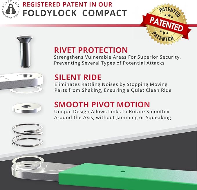 Seatylock FoldyLock Compact Folding Bike Lock - Award Winning Patented Lightweight High Security Bicycle Lock - Heavy Duty Anti Theft Smart Secure Guard with Keys & Case for Bikes or Scooters