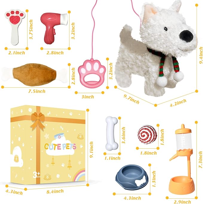 Puppy Toys for Kids, Toy Dogs That Walk and Bark, Walking Dog Toy for Kids with Leash, Interactive Stuffed Puppy with Remote Control, for Girls and Boys Aged 3-7 Year Old