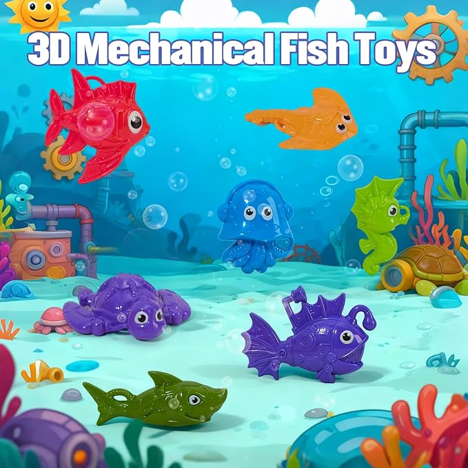 Bath Toys Fishing Toys Game for Kids Ages 1-3, 22 PCS | Mold-Free Toddler Bath Toys with Fishing Pole Rod Net Floating Fish & Storage Bag, No Hole Bathtub Toys, Outdoor Water Toys for Kids Ages 4-8