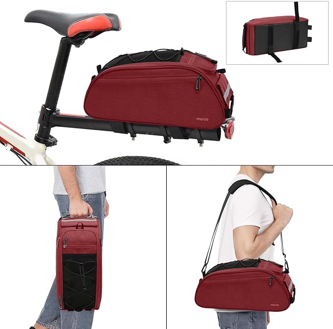 MOSISO Bike Rack Bag, Waterproof Bicycle Trunk Pannier Rear Seat Pouch Cycling Bike Carrier Backseat Storage Luggage Saddle Shoulder Bag