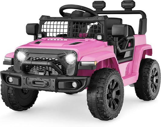 Best Choice Products 6V Kids Ride On Toy, Mini Truck, Electric Play Car w/Parent Remote Control, 4-Wheel Suspension, LED Lights, 2 Speeds, Functional Horn, 3.1MPH Max Speed - Pink