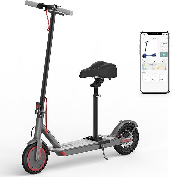 Electric Scooter - 8.5"/10'' Solid Tires, 350W/500W Motor, Up to 19-22MPH and 21-24Miles Long-Range Portable Commuting Scooter for Adults with Double Braking System and App