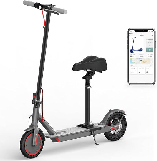 Electric Scooter - 8.5"/10'' Solid Tires, 350W/500W Motor, Up to 19-22MPH and 21-24Miles Long-Range Portable Commuting Scooter for Adults with Double Braking System and App
