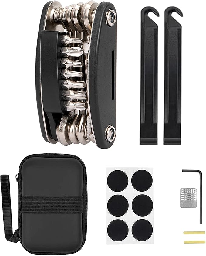 WOTOW Bike Repair Tool Kit - 21 in 1 Bicycle Multitool Portable Mountain Bike Tool Kit Emergency Maintenance, Bike Hex Key Wrench & Tube Patch Kit & Tire Lever & Hard Carrying Case (21 in 1)