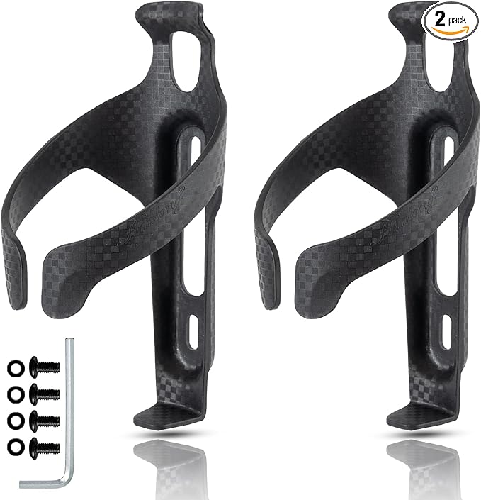 Nylon Carbon aero Bike Water Bottle Holder Cage for Road Bikes Mountain Gravel e Bike Bicycle for 2.76-2.95 in Diameter Bottles, 2-Pack