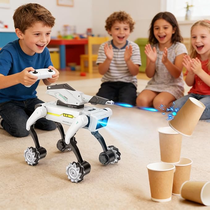 Robot Dog Shooting Turret Accessory: Water Bomb Launcher (Comes with 2 Packs of Water Bombs) – Multiple Gameplay Modes, Fun Target Play, Fits Base Model