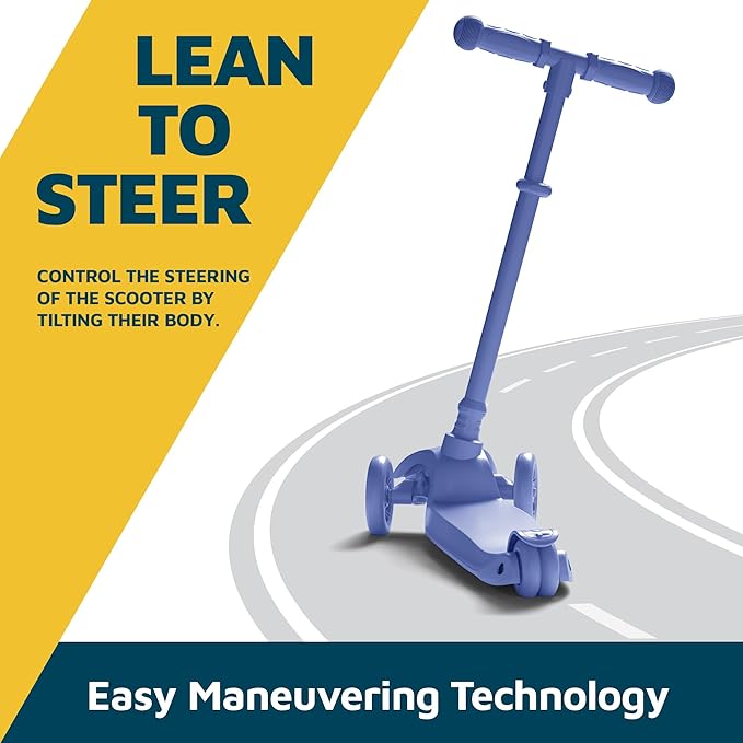 Lifemaster Mini 3-Wheel Kids Scooter with Multi-Color Wheel Lights – 4-Height Adjustable Handlebar, Wide Anti-Slip Deck, Child Safety Certified, Boys & Girls Ages 2+ Supports Up to 110 lbs