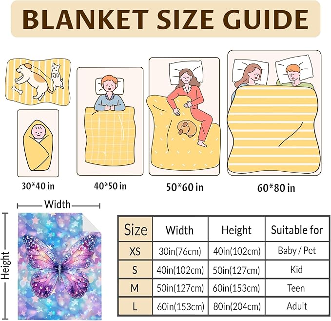 Butterfly Blanket Kids Blankets for Girls1-3 Gift for Butterfly Lovers, Cute Cozy 40 x 30 Inches Flannel Throws for Bed Living Room Decor