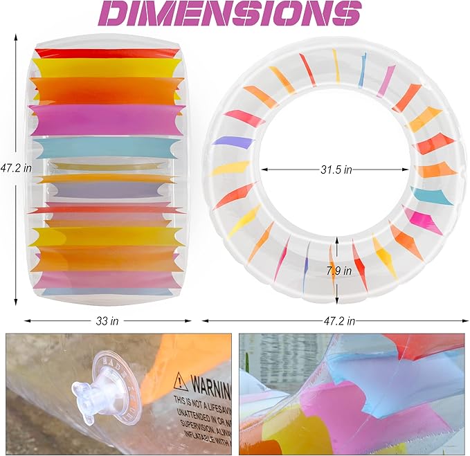 Joliyoou Water Wheel Pool Float, 47" Inflatable Roller Float for Kids, Giant Colorful Pool Toy for Children Swimming Pools, Lakes, Beaches, Lawns, Summer Parties Fun