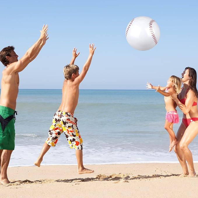 durony 12 Pieces Baseball Beach Ball 11 Inch Inflatable Baseball Bouncing Sports Ball Bouncy Toy Favors for Birthday Party Summer Beach Pool Games Decorations