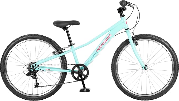 Retrospec Dart 20 & 24 Inch Kids Bike - 7-Speed Hybrid Bicycle for Ages 6-11 with 29in All-Season Tires & Shock Absorption - Adjustable Height Youth Bike with V-Brakes & Smooth Gear Shifting