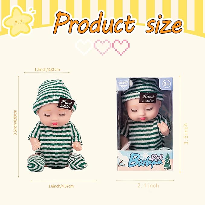 4 Inch Mini Baby Dolls 6pcs Gift Set Included Cute Small Baby Doll with Clothes Suitability Kids 3 and Up Birthday Christmas (Blue)