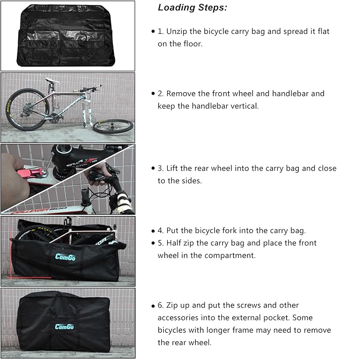 CamGo 26 Inch Folding Bike Transport Bag - Waterproof Bicycle Travel Case Carrier Bag for Train Air Travel