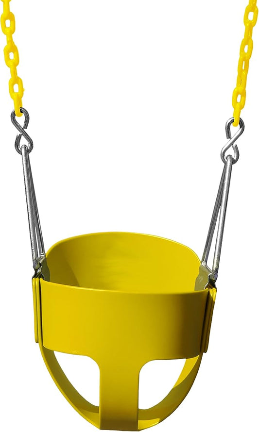 Gorilla Playsets 04-0008-Y/Y Full Bucket Toddler Swing, Yellow Bucket, Yellow 60" Plastic Coated Chains, 50 lb Capacity