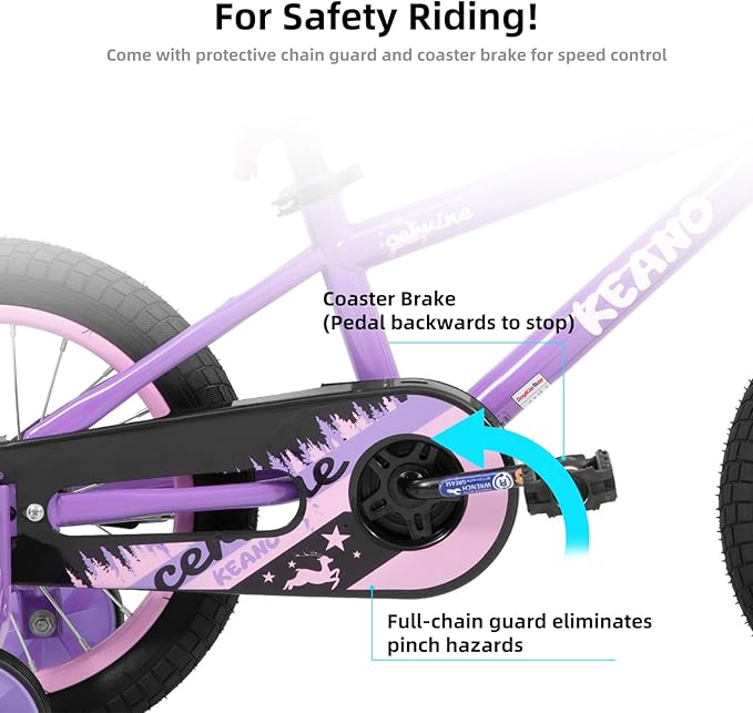 KEANO Cervine 14 16 20 Inch Kids Bike for Boys Girls Ages 3-10 Years, 14 16 Inch Toddler BMX Bikes with Training Wheels and Basket, 20 in Children Bicycles with Kickstand