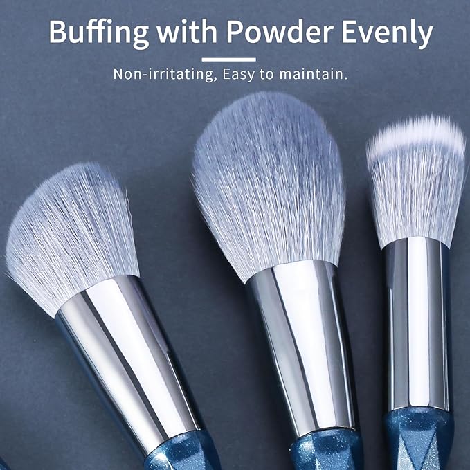 Sapphire Blue Makeup Brush Set Professional, Vegan Makeup Brushes Set, Makeup Brush Set with Case, Glitter Cosmetic Brushes Makeup Set, Make up Brushes Vegan, Make up Brushes Set Professional