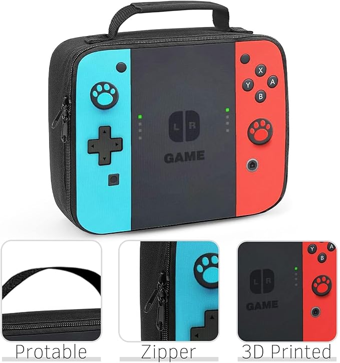 Insulated Lunch Box for Boys Girls, Game Lunch Bag for School Work Office Travel Picnic Hiking Beach, Waterproof Leakproof Portable Fits Most Bento Boxes