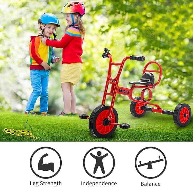 Kids Tricycle for Ages 3+, Preschool Daycare Playground Kids Balance Bike, Home Toddler Trike with Bell and Rubber Wheels, Boys and Girls Indoor/Outdoor Play Equipment