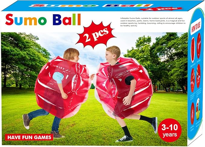 SUNSHINE-MALL 2 pc Sumo Balls for Kids, Bubble Bounce Ball, Lawn Game for Child Outdoor Team Gaming Play, Ages 3-12 (24 inch, 2 pcs)