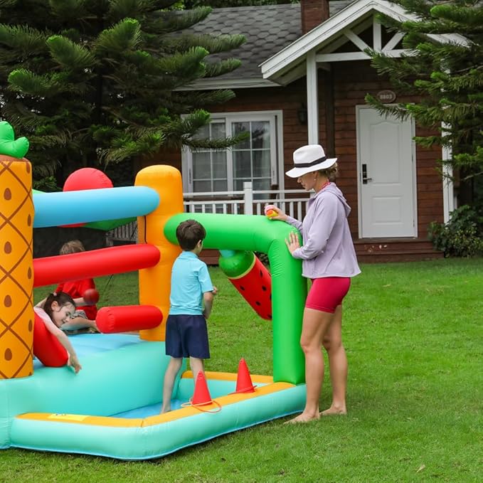 Bounce-House Bouncy-Castle Jump-House for Kids - Inflatable Bounce House with Slide for Indoor and Outdoor - Bouncy House with Blower - Ball Pit for Ages 3-8