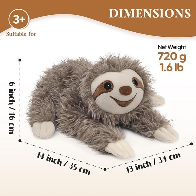 Sloth Stuffed Animals, Microwavable Stuffed Animal Adorable Fluffy Sloth Plush for Warmth & Comfort, Heatable & Coolable Lavender Scent Toy, Cute Soft Plushie Gifts for Kids Adult & Children Boy Girls