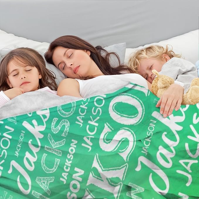 Ship Next Day, Personalized Baby Blanket with Name - Printed in USA, Custom Name Blanket for Boys Girls Kids, Customized Flannel Blankets Gifts for Teen Shower Toddlers Christmas Brithday