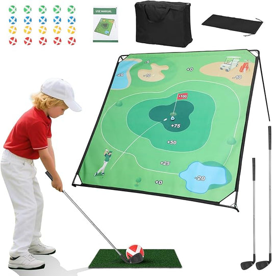 Golf Chipping Game Set – Indoor & Outdoor Golf Games for Adults & Kids, Family Games with Adjustable Angle, 70.9"x70.9", 2 Clubs – Ideal Golf Chipping Game Set & Golf Gifts