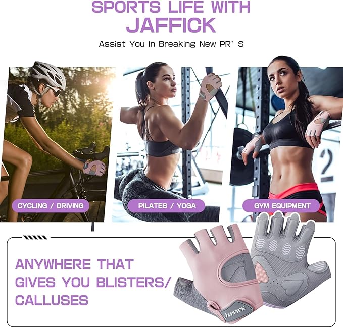 Jaffick Workout Gloves for Women Lightweight | Breathable Fitness Gloves with Non-Slip Grip for Gym, Weightlifting, Cycling and Training