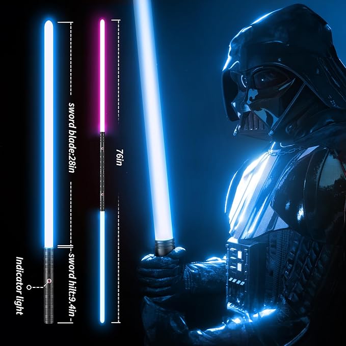 Lightsaber, LED Light Saber, Metal Hilt Dueling Lightsaber for 3 Modes, Light Saber with 20 RGB Colors, for Adults, Kids, Children's Day, Halloween, Christmas, 2 Pack(Black)