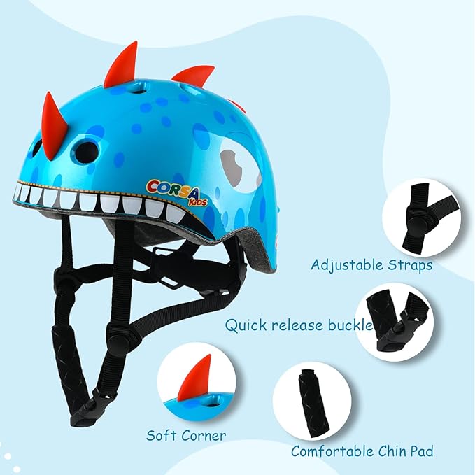 Kids Toddler Bike Helmet, Adjustable and Multi-Sport for Child Boys and Girls, 2 Sizes