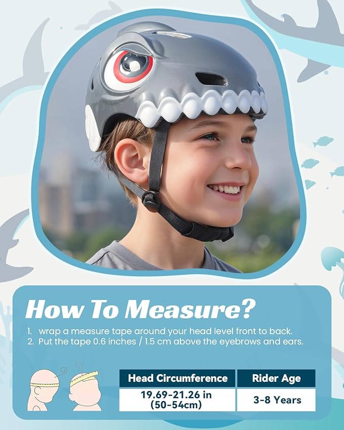 Bike Helmet for Kids 3-5-8 Toddler Bike Helmet Animal 3D Cartoon Boys Girls Safety Adjustable Kids Helmet and Pads Set for Cycling Scooter Skateboard