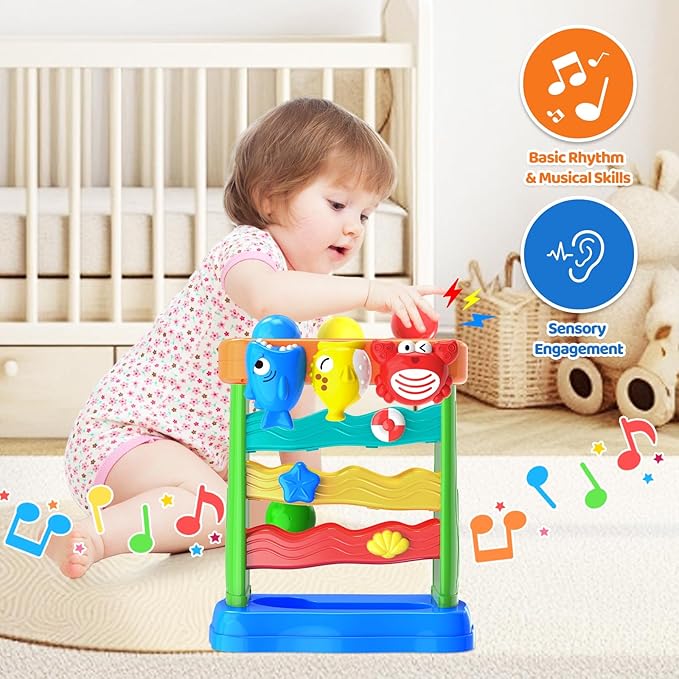 Toys for 1 2 Years Old Boys Girls, Musical Toys for 12-18 Months, Interactive Toddler, Montessori Toys, Christmas Birthday Gifts for Baby Kids Toddlers Age 1-2 Years Old (Multicolored)