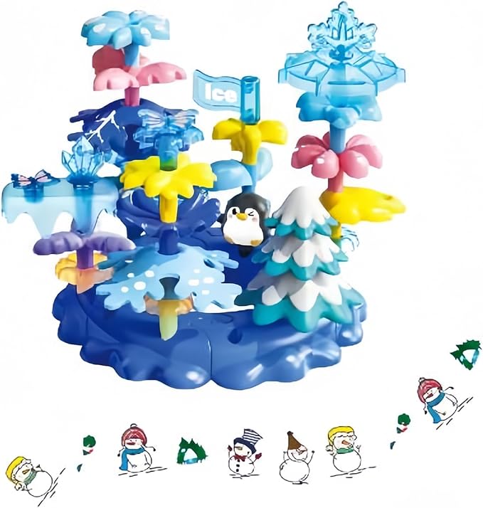 Toys for 3 4 5 6 Years Old Toddlers, Snow Garden Stacking Toys,40 PCS DIY Building Blocks, STEM Educational Preschool Kindergarten Toy, Christmas Birthday Easter Gift with Storage Bag