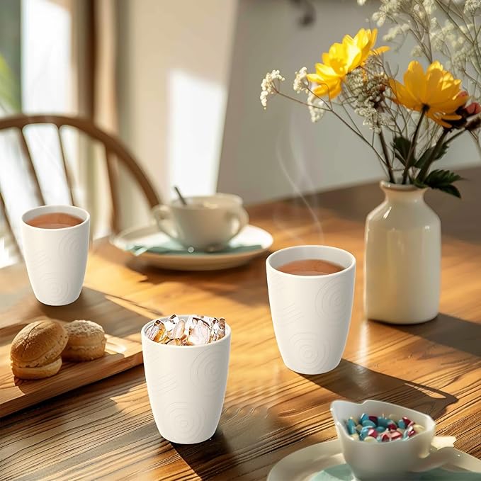 Drinking Glasses - Wheat Straw Cups Unbreakable Plastic Tumbler Set of 6 Alternative to Plastic Glasses Drinking Reusable Drinking Cup Dishwasher Safe Water Glasses Cups 12 OZ - White