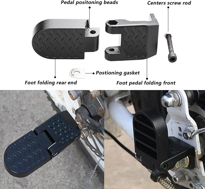1 Pair 10MM U Slot Bicycle Rear Pedals Folding Rear Seat Footrest Pedals Cycling Accessories for Mountain Bike, Folding Bicycle