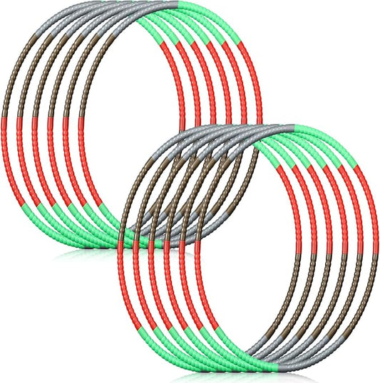 Sratte 12 Pcs Toy Hoop for Kid Detachable Adjustable Toy Hoop Colored Exercise Ring Plastic Circle for Kid Teen Gymnastics Equipment Require Self Assembly(28 Inch,Red, Gold, Silver, Green)