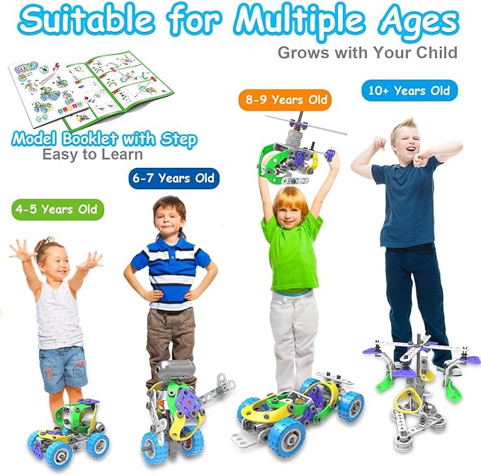 10 in 1 Electric STEM Toys for 5 6 7 8 9+ Year Old Boy Girl Birthday Gifts Educational Building Toys for Kids Ages 4-8 5-7 8-12 Stem Activities Construction Toy for Boys 6-8 8-10 Christmas Idea Gift