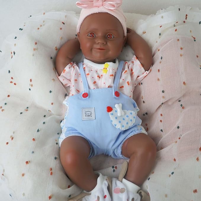 18.5 in Full Silicone Reborn Baby Dolls, 1:1 Lifelike Newborn Dolls Non Vinyl Realistic Reborn Toddler Dolls Boy Washable Sleeping Doll