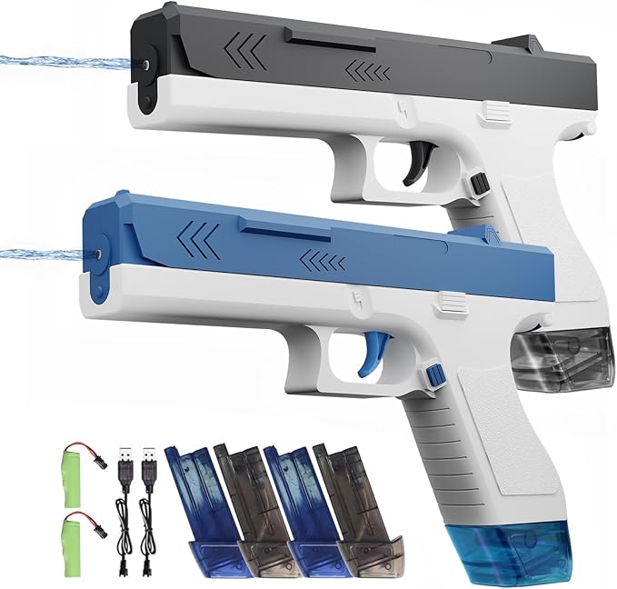 2 Packs of Electric Water Guns for Children's Summer Gifts, Lady Bug Toys for Children - Outdoor Water Guns for Swimming Pools and Beaches, with 4 Water Tanks (Electric)