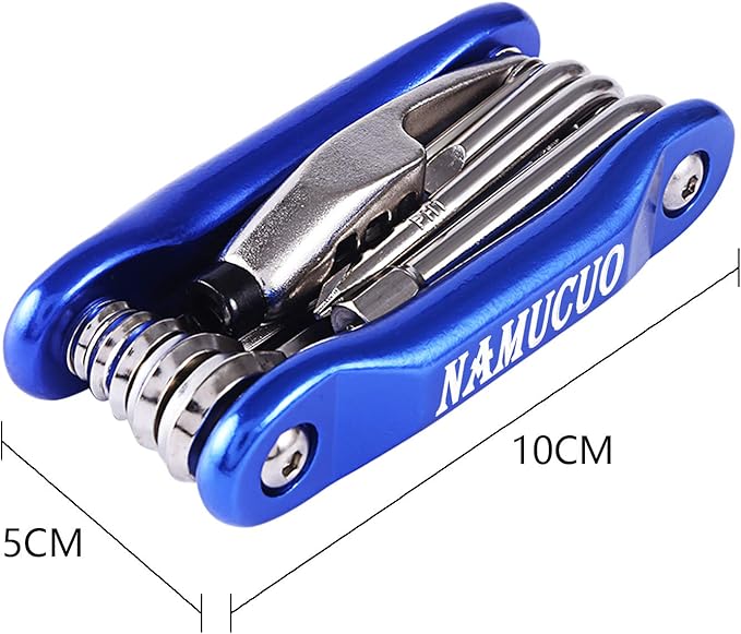 YBEKI 10-in-1 Bike Repair Kit with, 3-in-1 Tire Levers, Glueless Patches, Multifunctional Bone Wrench & Waterproof Saddle Bag | Compact Bicycle Multi-Tool Kit for Emergency Roadside Repairs