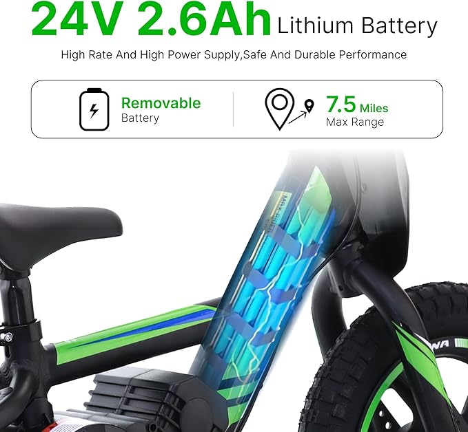 Electric Dirt Bike for Kids 3-6, 170W Racing Experience Lightweight Motorcycle, New Aluminum Frame with 2 Power Modes, 24V Detachable Battery, 12 Inch Knobby Tires