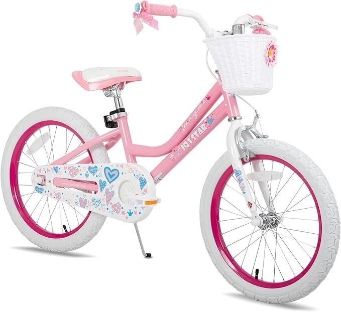 JOYSTAR Angel Girls Bike for Toddlers and Kids Ages 2-13 Years Old, 12 14 16 18 20 Inch Kids Bike with Training Wheels & Basket, 20 24 Inch Girls Bicycle with Handbrake & Kickstand