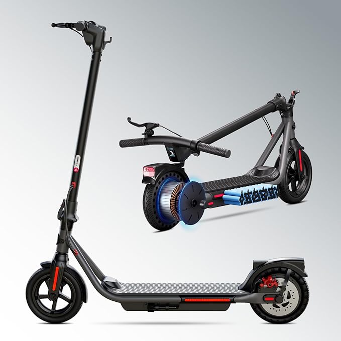 TST Electric Scooter for Adults, 19 Mph Top Speed, 15 Miles Long Range, 8.5" Solid and Pneumatic Tire, Commuting Electric Scooter with Cruise Control, Double Braking Systems App Control