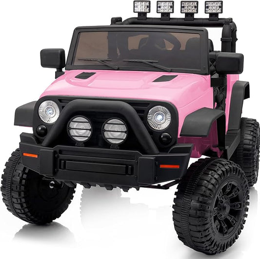 Kids Ride on Car Toy, 12V Electric Car for Kids with Remote Control, LED Light - Light Pink