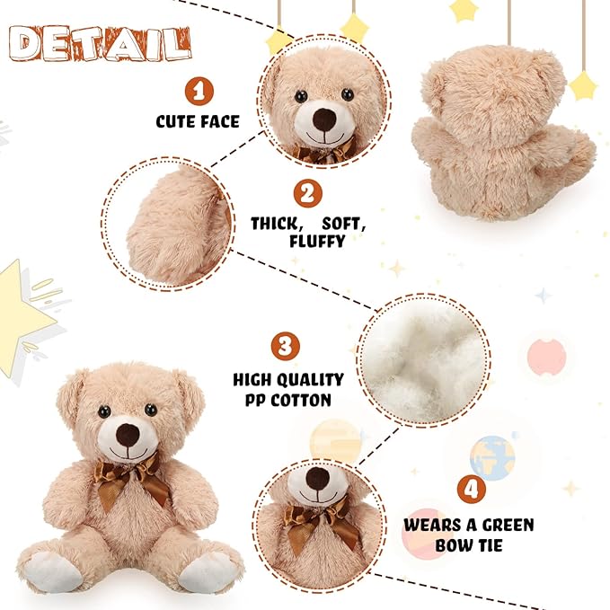Zhanmai 9 Packs Cute Bear Stuffed Animals 14 Inch Plush Bears in 7 Colors Stuffed Animals Bulk for Valentine Gift Graduation Baby Shower Birthday Party Favor(Multicolor)