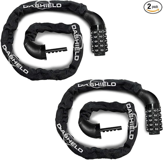 Bike Chain Lock Security 5 Digit Resettable Combination, 51.2 inches Heavy Duty Anti Theft Lock Chain for Bicycle, Motocycle, Scooter, Gate, Fence (Black-2PK, 4.2ft)