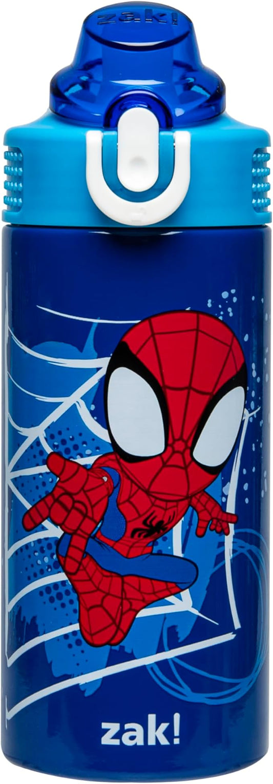 Zak Designs Marvel Spider-Man Sage Kids Water Bottle For School or Travel, 14oz Stainless Steel Water Bottle With Straw, Handle, and Leak-Proof, Pop-Up Spout Cover (Spidey and His Amazing Friends)