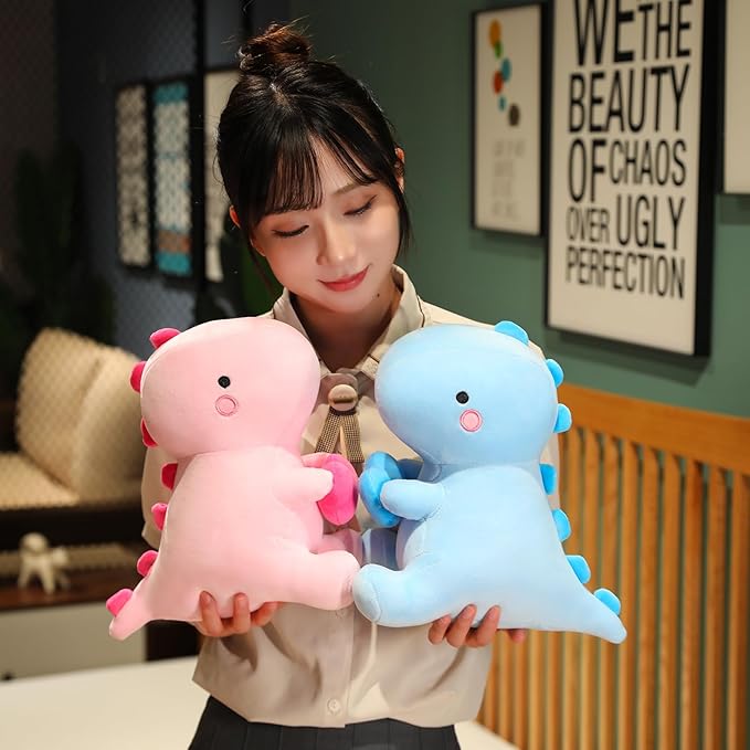 SQEQE Dinosaur Stuffed Animal, Loving Soft Dino Plush Toys with Holding Heart, Sweet Romantic Anniversary Birthday Gift for Her Girls Boys Girlfriend(Pink,20 inch)